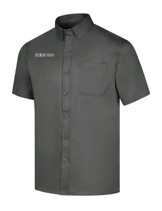 Short Sleeve Dark Grey Superpro React Twill Shirt w/Edge Physical Therapy Logo