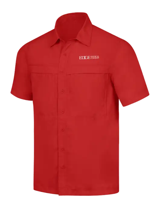 Red Short Sleeve UV Daybreak Shirt w/Edge Physical Therapy Logo