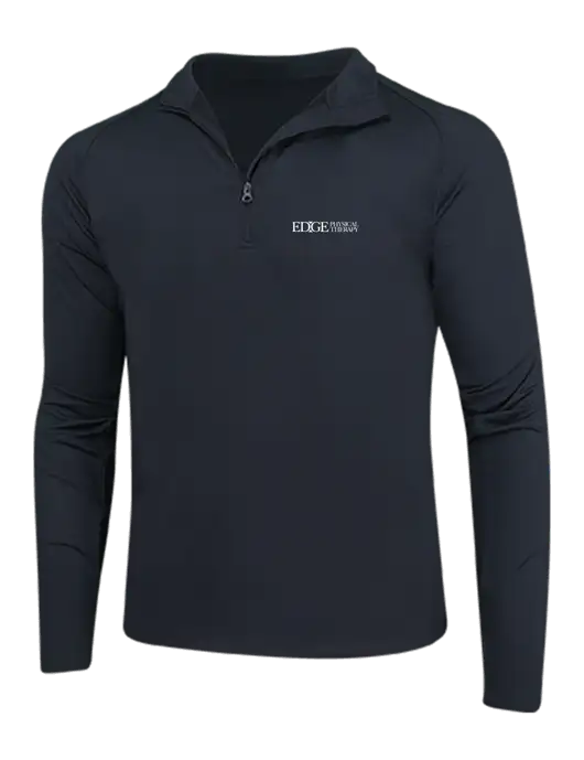 Black Sport Wick Stretch 1/4 Zip Pullover w/Edge Physical Therapy Logo