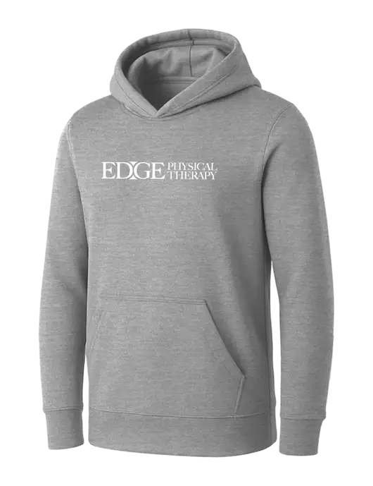 Womens Light Grey Heather Core Fleece Pullover Hooded Sweatshirt w/Edge Physical Therapy Logo