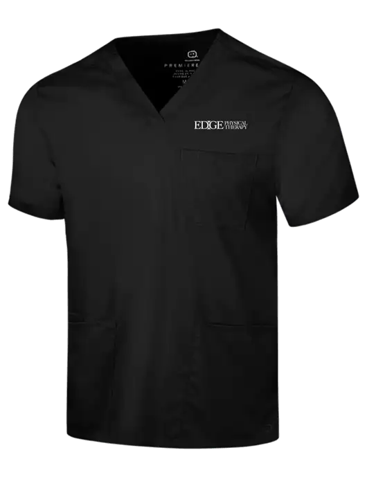 Wink Black Mens Premiere Flex V-Neck Top w/Edge Physical Therapy Logo