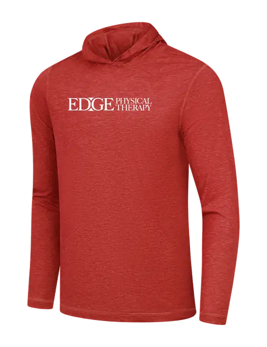 Simply Soft Red Frost Tri Long Sleeve Hoodie w/Edge Physical Therapy Logo