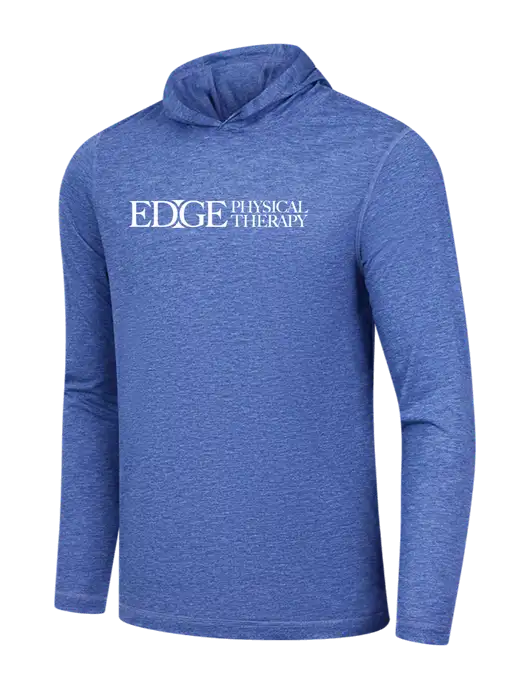 Luxury Active Royal Heather Lightweight Tri-Blend Wicking Long Sleeve Hoodie w/Edge Physical Therapy Logo
