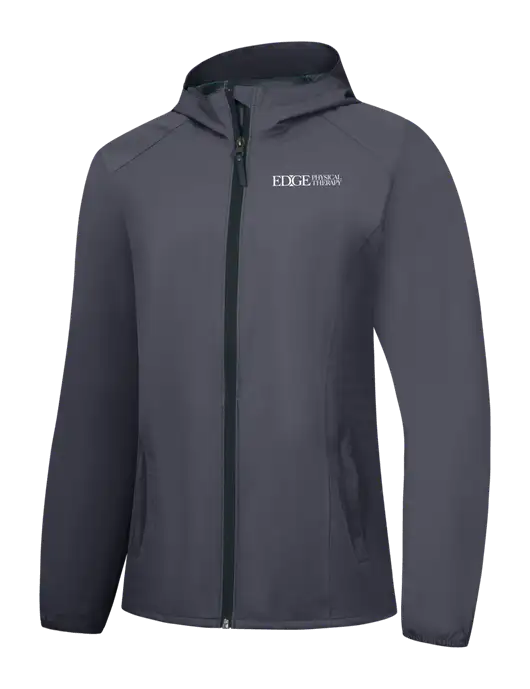 Womens Dark Grey Essential Rain Jacket w/Edge Physical Therapy Logo