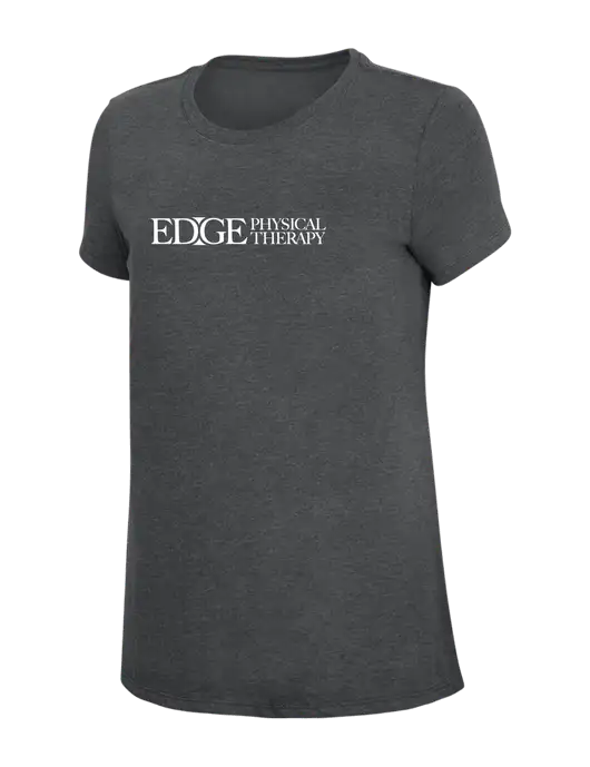 Womens Simply Soft Charcoal 4.5oz Poly/Combed Ring Spun Cotton T-Shirt w/Edge Physical Therapy Logo