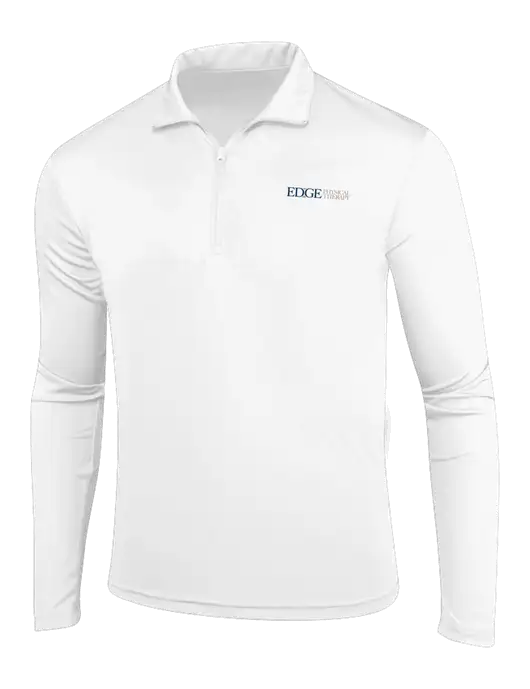 White PosiCharge Competitor 1/4 Zip Pullover w/Edge Physical Therapy Logo