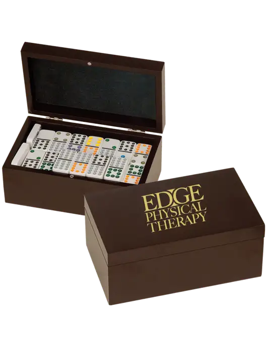 Rosewood Double Twelves 91 Piece Dominos Set w/Edge Physical Therapy Logo