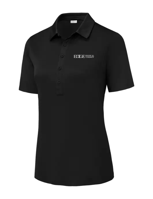 Black Womens Posi-UV Pro Polo w/Edge Physical Therapy Logo
