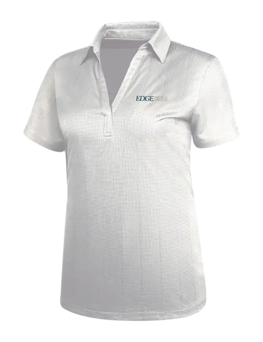 White Womens Performance Fine Jacquard Polo w/Edge Physical Therapy Logo