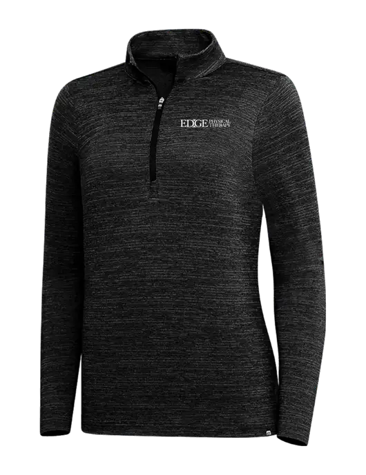 TravisMathew Black Womens Crestview 1/4 Zip w/Edge Physical Therapy Logo