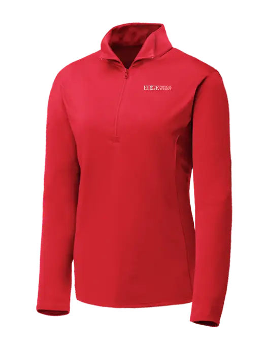 Red Womens Posicharge Competitor ¼ Zip Pullover w/Edge Physical Therapy Logo