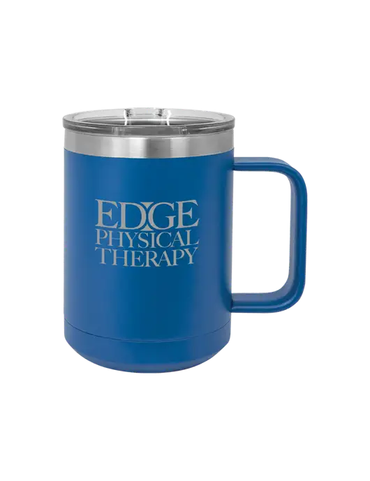 Polar Camel 15 oz Powder Coated Royal Vacuum Insulated Mug with Slider Lid w/Edge Physical Therapy Logo