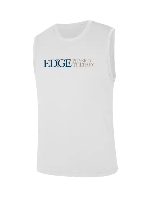 Sleeveless White PosiCharge Competitor Tee w/Edge Physical Therapy Logo