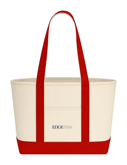 Natural/Red Large Sturdy Cotton Canvas Carryall  w/Edge Physical Therapy Logo