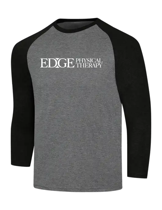 Simply Soft 3/4 Sleeve Black Frost/Grey Frost Ring Spun Cotton T-Shirt w/Edge Physical Therapy Logo