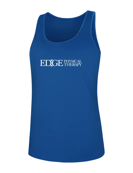 Womens Dark Royal PosiCharge Competitor Racerback Tank w/Edge Physical Therapy Logo