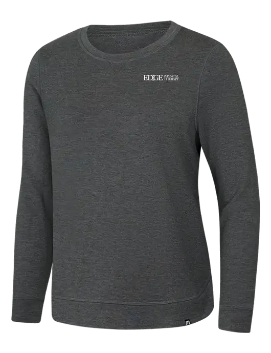TravisMathew Womens Dark Grey Heather Lightweight Long Weekend Crew w/Edge Physical Therapy Logo