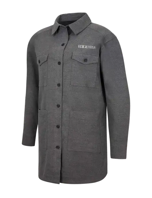 Mercer+Mettle Womens Medium Grey Heather Long Sleeve Twill Overshirt w/Edge Physical Therapy Logo