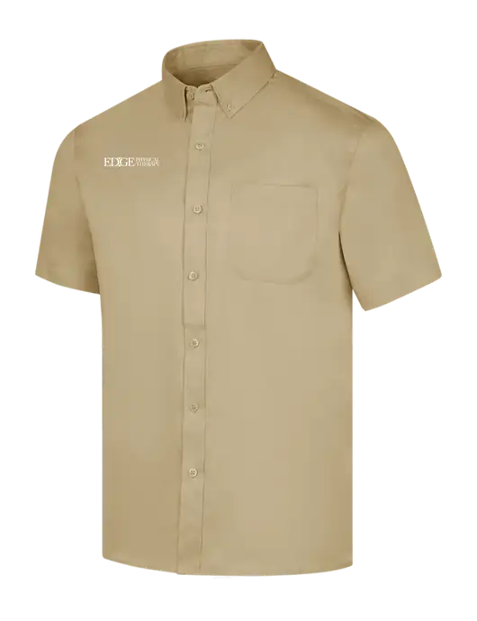 Short Sleeve Dark Tan Superpro React Twill Shirt w/Edge Physical Therapy Logo