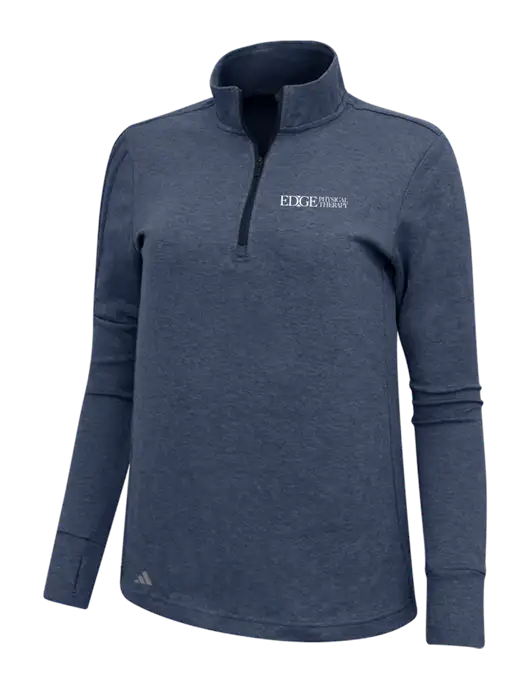 Adidas Navy Melange Womens 3 Stripes Quarter Zip Sweater w/Edge Physical Therapy Logo