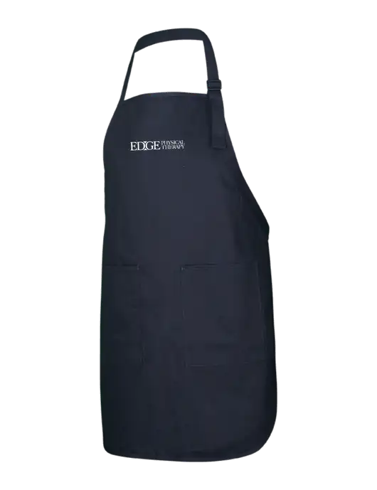 Full-Length Black Apron With Pockets w/Edge Physical Therapy Logo