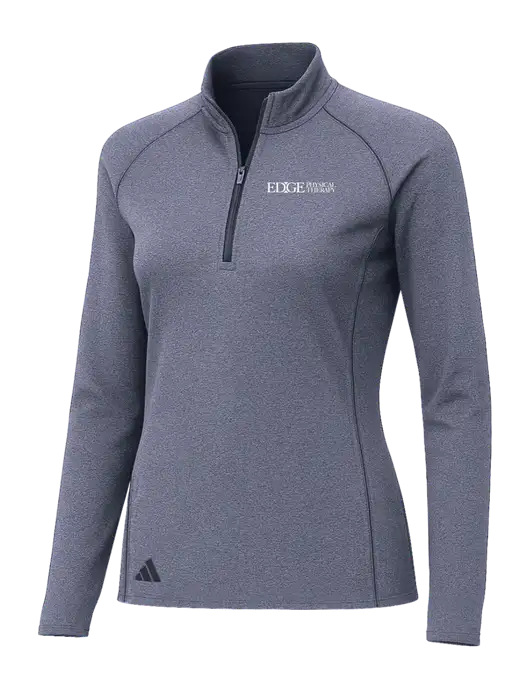 Adidas Womens Navy Melange Space Dyed Quarter-Zip Pullover  w/Edge Physical Therapy Logo