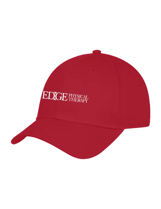 Red Structured Cap Hook & Loop w/Edge Physical Therapy Logo
