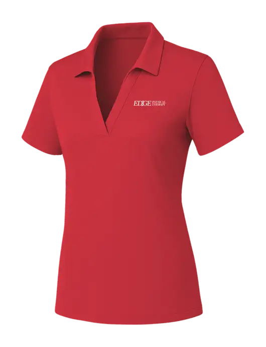 Womens Red PosiCharge RacerMesh Polo w/Edge Physical Therapy Logo
