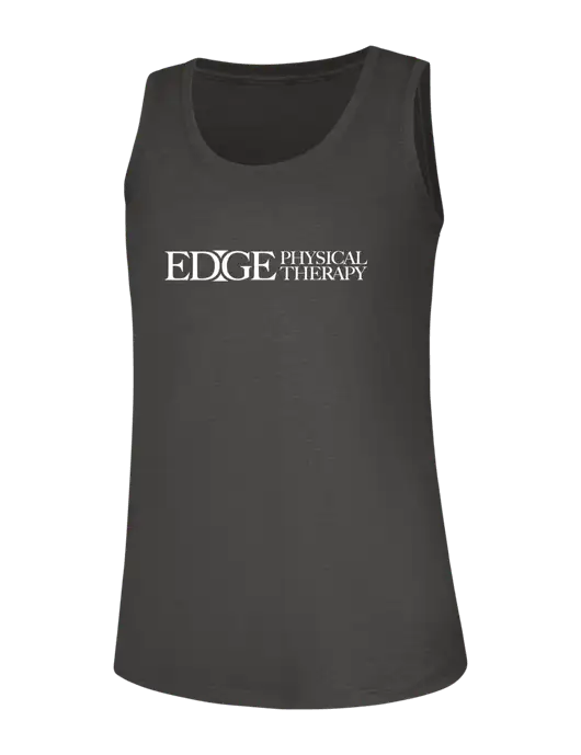 Womens Dark Grey Heather Perfect Tri Racerback Tank w/Edge Physical Therapy Logo