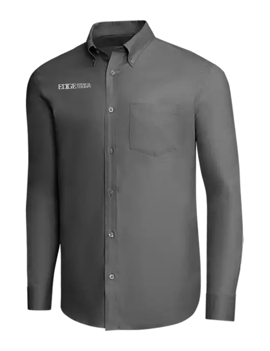 Brooks Brothers Dark Grey Wrinkle-Free Stretch Pinpoint Shirt w/Edge Physical Therapy Logo