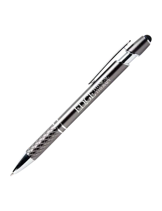 Valencia Gunmetal Stylus Pen - Black Ink w/Edge Physical Therapy Logo