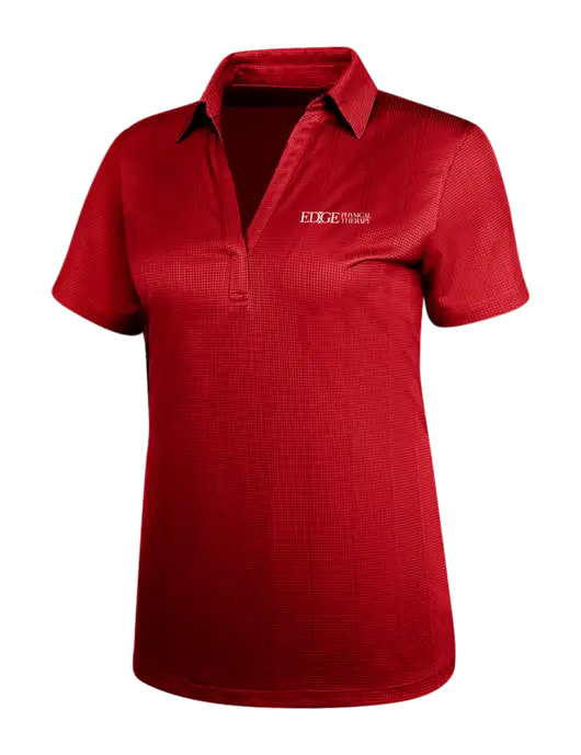 Red Womens Performance Fine Jacquard Polo w/Edge Physical Therapy Logo