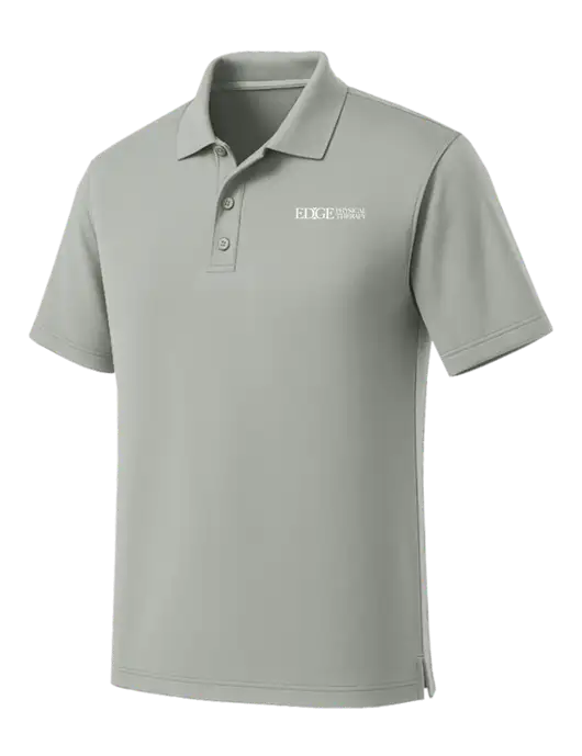 Light Grey Dry Zone UV Micro Mesh Polo w/Edge Physical Therapy Logo