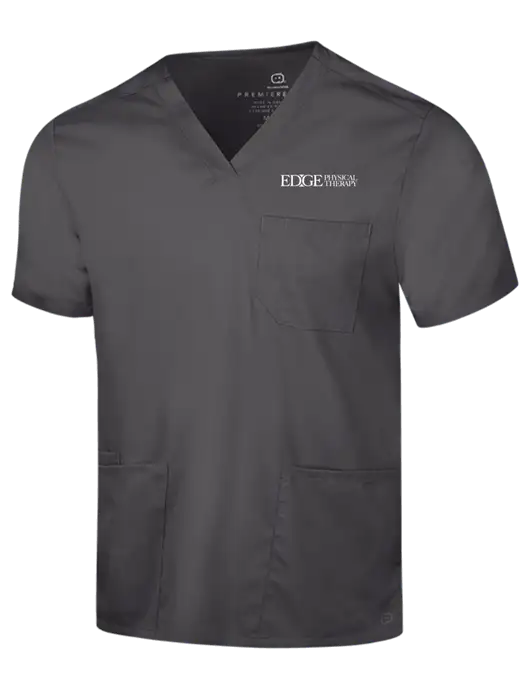 Wink Pewter Mens Premiere Flex V-Neck Top w/Edge Physical Therapy Logo