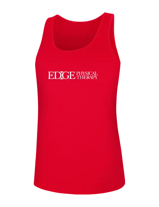 Womens Red PosiCharge Competitor Racerback Tank w/Edge Physical Therapy Logo