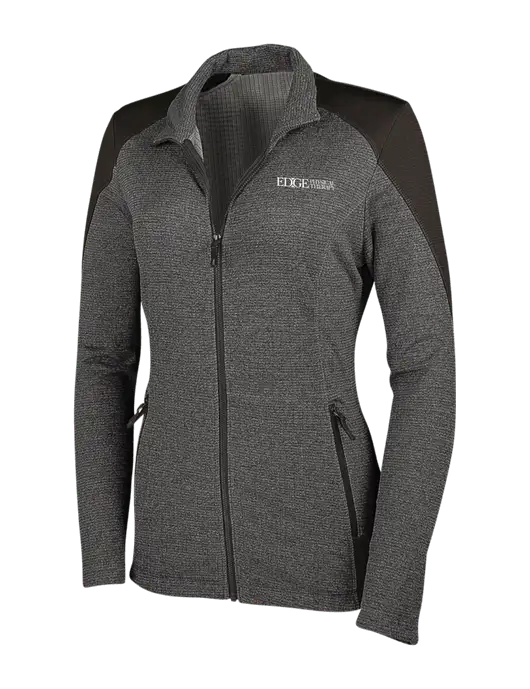 Medium Grey Heather Womens Grid Fleece Jacket w/Edge Physical Therapy Logo