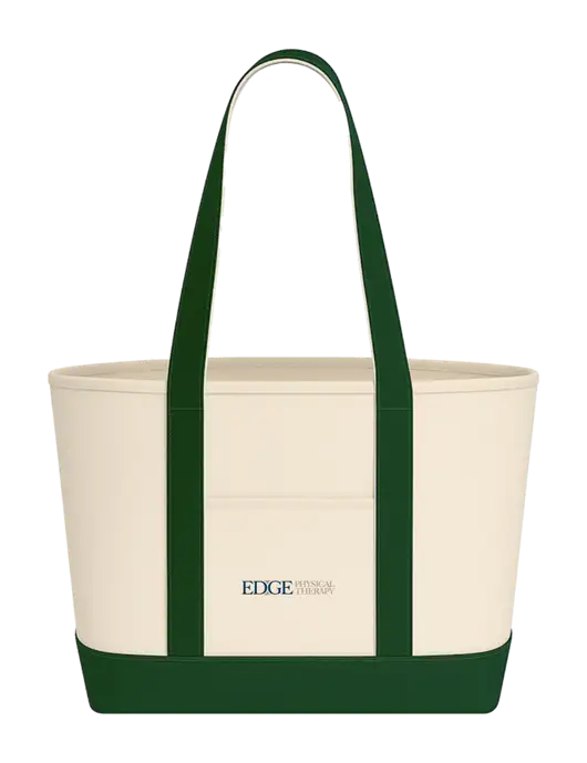 Natural/Dark Green Large Sturdy Cotton Canvas Carryall  w/Edge Physical Therapy Logo