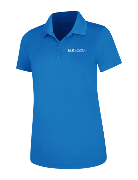 Light Royal Blue Womens Dry Zone UV Mesh Polo w/Edge Physical Therapy Logo