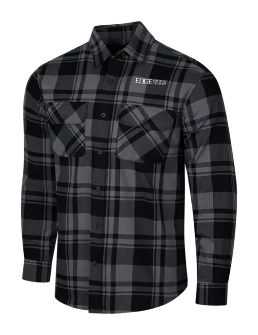 Medium Grey/Black Plaid Flannel Shirt w/Edge Physical Therapy Logo
