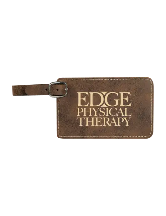 Rustic Leatherette Luggage Tag w/Edge Physical Therapy Logo