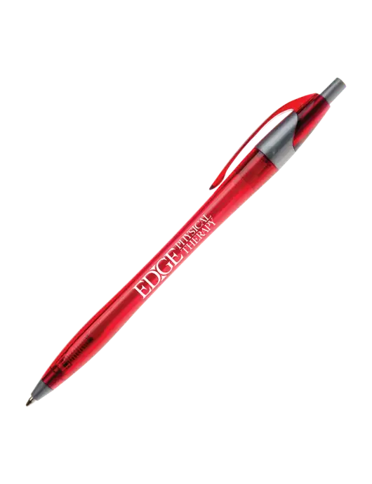 Novella Translucent Red/Silver Jewel Pen - Blue Ink w/Edge Physical Therapy Logo