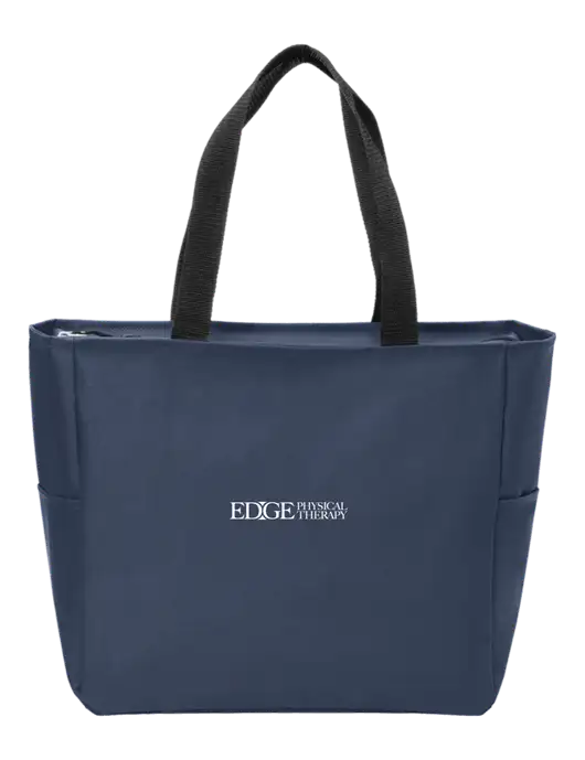 Everyday Navy Zip Tote  w/Edge Physical Therapy Logo