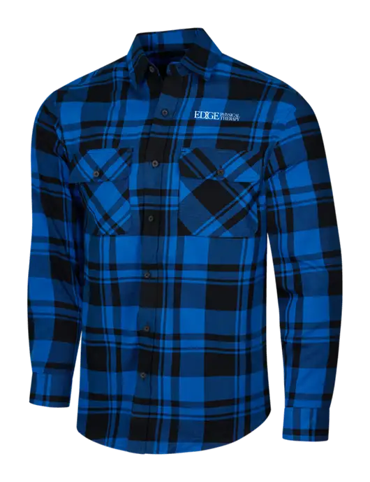 Royal/Black Plaid Flannel Shirt w/Edge Physical Therapy Logo