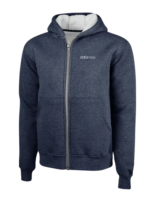 Cornerstone Navy Heavyweight Sherpa Lined Hooded Fleece Jacket w/Edge Physical Therapy Logo
