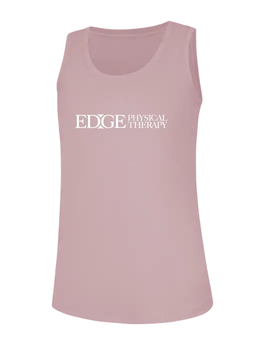 Womens Dusty Rose Perfect Tri Racerback Tank w/Edge Physical Therapy Logo