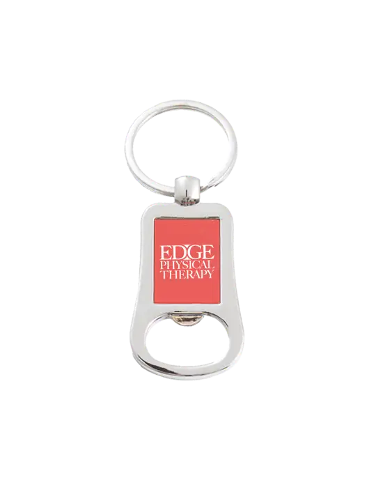 Silver & Red Bottle Opener Keychain w/Edge Physical Therapy Logo