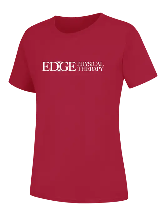 Womens Red Core Blend Tee w/Edge Physical Therapy Logo