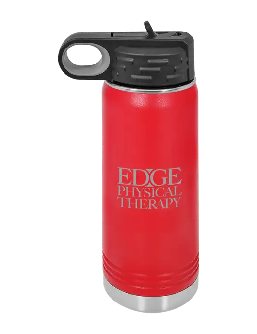 Polar Camel 20 oz Powder Coated Red Vacuum Insulated Water Bottle w/Edge Physical Therapy Logo