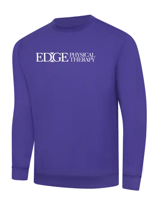 Purple 9 oz 50/50 Cotton/Poly Crew Sweatshirt w/Edge Physical Therapy Logo