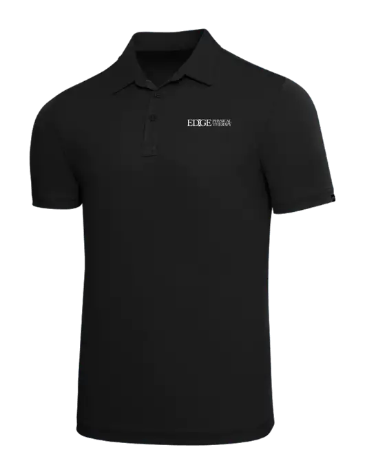 TravisMathew Black Solid Oceanside Polo w/Edge Physical Therapy Logo